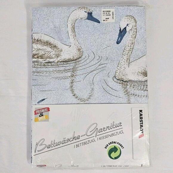 Vintage Karstadt German Bedding Linen Set 1 Duvet Cover + 1 Pillow Case NOS - Picture 1 of 10